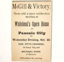1895 Ratification Meeting Opera House Victorian Advertisement Passaic NJ... - €17,18 EUR