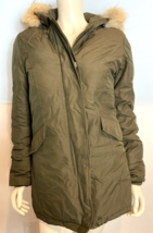 Woolrich Olive Green Hooded Lined  Parka Size S - £56.75 GBP