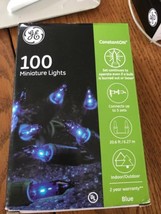 GE 100 ct CONSTANT ON mini Christmas string Lights G.E. BLUE green wire NEW - £23.09 GBP