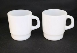 2 Vintage Termocrisa Stacking Milk Glass Mugs MINT CONDITION - £5.53 GBP