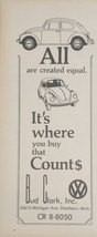 1972 Print Ad VW Volkswagen Beetle Dealer Bud Clark Dearborn,Michigan - £15.44 GBP