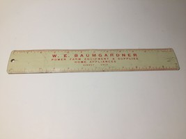 Vintage 12&quot; Metal Ruler Baumgardner Power Farm Equipment &amp; Supplies Advertising - £7.17 GBP