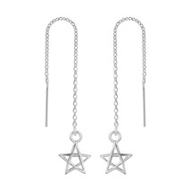 Pentagram 925 Sterling Silver Threader Earrings - £12.75 GBP