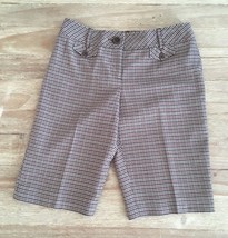 Ann Taylor LOFT Brown Houndstooth BERMUDA SHORTS Size 4 (w30”) Lined Woo... - £12.55 GBP