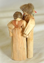 Folk Art Corn Husk Doll Man Woman Couple Handmade Traditional Czechoslovakia - £13.23 GBP