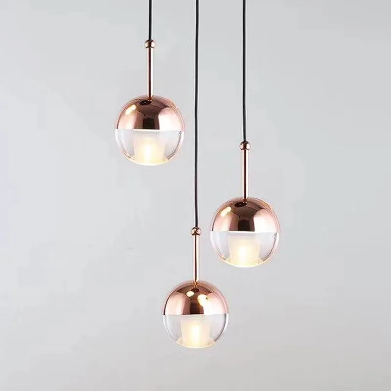 Nordic Rose Gold crystal Ball Pendant Light Personality Design Loft Aisl... - $56.17