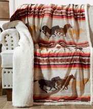 Carstens Home Wrangler Running Horse Country Sherpa Fleece Throw Blanket NEW - $42.56