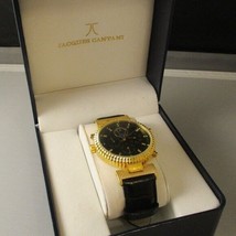 Men&#39;s New Jacques Cantani JC-955 Gold Black Chronograph Quartz Watch wit... - $148.50