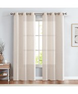 Jinchan Linen Textured Curtains For Living Room Beige Grommet Top Window - £39.95 GBP