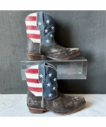 Roper American Beauty Flag Distressed Western Cowboy Boots Ankle-Women&#39;s... - $1,717.36 MXN