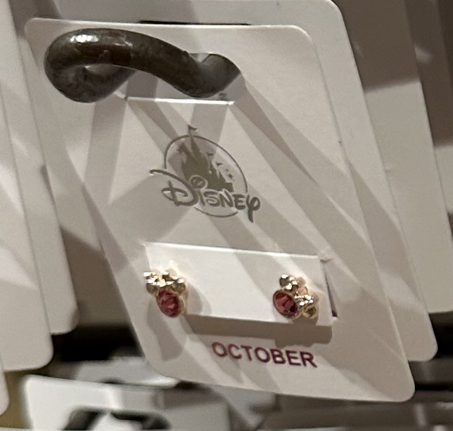 Disney Parks Minnie Mouse Rose October Faux Birthstone Stud Earrings Gold Color - $32.90