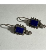 Vintage 925 Sterling Silver Lapis Lazuli Drop Dangle Earrings - $572.10 MXN