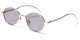 New Silver Thin Frame Womens Oval Metal 90&#39;S Sunglasses Black Lens EYED12051 - £8.28 GBP