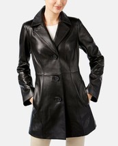 Womens Black Leather Coat Real Soft Lambskin Stylish Casual Handmade Trench Coat - £123.32 GBP+
