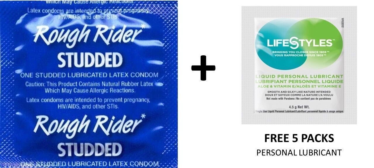 100 CT Lifestyles Rough Rider Studded Condoms+ FREE 5 Lifestyles lubrica... - $21.73