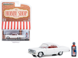 1963 Chevrolet Bel Air White with Orange Interior and Vintage Gas Pump &quot;The H... - £15.90 GBP