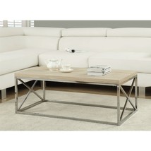 Modern Rectangular Coffee Table with Natural Wood Top and Metal Legs - £284.05 GBP