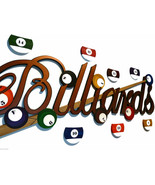Billiards Sign, wall hanging, sculpture, game room, wall decor with 7 balls - €376,36 EUR