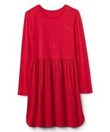 New Gap Kids Girl Holiday Red Long Sleeve Shimmer Dot Shirred Fit Flare ... - £19.65 GBP