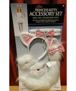 Princess KITTY Cat Accessory Set- TAIL, EARS, COLLAR &amp; CUFFS Pink ribbon... - £9.29 GBP