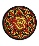 OHM LOTUS IRON ON PATCH 3&quot; Aum Om Hippie Yoga Hindu Peace Embroidered Ap... - £3.98 GBP