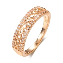 New Arrivals 585 Rose Gold Double Row Micro-wax Inlay Natural Zircon Hollow Ring - £7.12 GBP