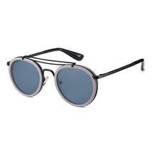 Vintage Steampunk Double Bridge Round Polarized Sunglasses Designer Metal Frame  - £31.63 GBP