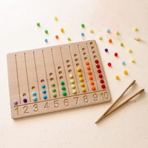 Wooden Number Tracing Board Set Beads Counting Game Preschool Math Game Color So - £30.50 GBP