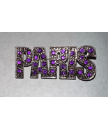 PARIS Costume Brooch-Silver/Pink Gemstons Pinback 1”x4” Vintage Womens - £6.91 GBP