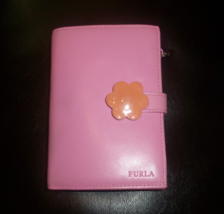 FURLA Nero Lavender Pink Leather Wallet W/ Daisy Accent - BIFOLD - SMALL - £19.18 GBP