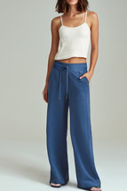 Sail Blue Drawstring High Waist Wide Leg Pocketed Sweatpants - $30.00