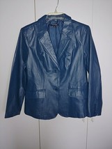 CHADWICK&#39;S OF BOSTON LADIES BLUE LEATHER JACKET-12-NWOT-VERY SOFT/LIGHTW... - £28.33 GBP