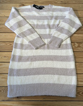 lulus NWT women’s stripe sweater dress size L Tan cream SF - $15.06