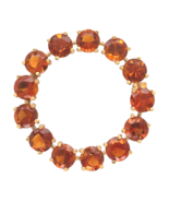 18k Yellow Gold Vibrant Orange Genuine Natural Citrine Circle Pin Brooch... - $1,024.12 CAD