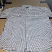Michael Michael Kors Button Up Shirt Mens XL Blue Chest Pockets Check Gr... - £10.11 GBP
