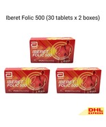 3x Abbott Iberet Folic 500 (30 tablets) Iron Vitamin C, B Complex Supple... - $843.42 MXN