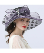 Polka Dots Derby Hats | Floral Headwear Tulle Sun Hat Bucket Retro Hat #... - £31.25 GBP