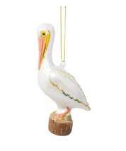 White Pelican Ocean Sea Bird Blown Glass Ornament NIB Gift Boxed - £18.72 GBP