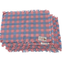Fiesta Placemats 4 Homer Laughlin Accessories Pink Blue Plaid Cotton 20&quot; X 14&quot; - £23.23 GBP