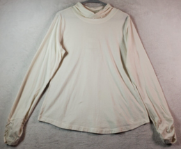 prAna Shirt Top Womens Size XL White Knit Long Fitted Sleeve Turtleneck Pleated - £14.19 GBP