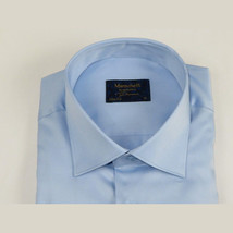 Men 100% Sateen Cotton Shirt Manschett Quesste Turkey Slim Fit 4010-11 SKy Blue image 2