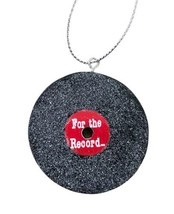 Midwest-CBK Black Glittered Record Disk 2&quot; Christmas Ornament NWT - £6.06 GBP