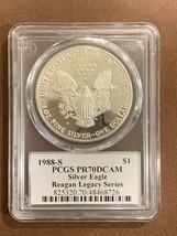 1988 S- American Silver Eagle- PCGS- PR70DCAM- Michael Reagan Signature - £450.88 GBP