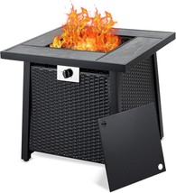 28 Inch Propane Fire Pit Table, 50000Btu Rectangle Fire Table With Cover... - $168.96