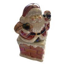 Santa Claus and Chimney salt pepper shakers Ceramic Lusterware Nesting Stacking - £11.86 GBP