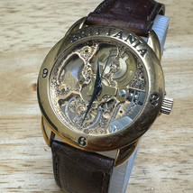 VTG Brittania Men Gold Tone Skeleton Hand Wind Mechanical Watch~For Part... - £29.75 GBP