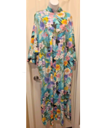 VTG Christian Dior Loungewear FLORAL Nightgown Dress Zip Up House Coat S... - $58.04