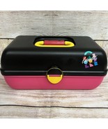 VTG Caboodles Make Up Carrying Case #2620 2-Tiered Mirrored Black Pink Y... - £27.54 GBP