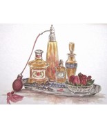 Perfume Bottle Vignette Print~Shabby Chic~Framed~Matted~Print~Vintage~#3... - $20.24