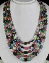 Natural Multi Tourmaline Aquamarine Beaded Party Necklace 941 Carats Gemstone - £1,038.84 GBP